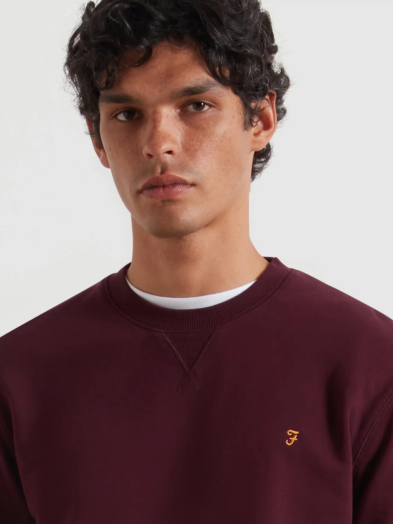 Farah Tim Organic Cotton Crew Neck Sweatshirt - Bordeaux F4kfd0765074