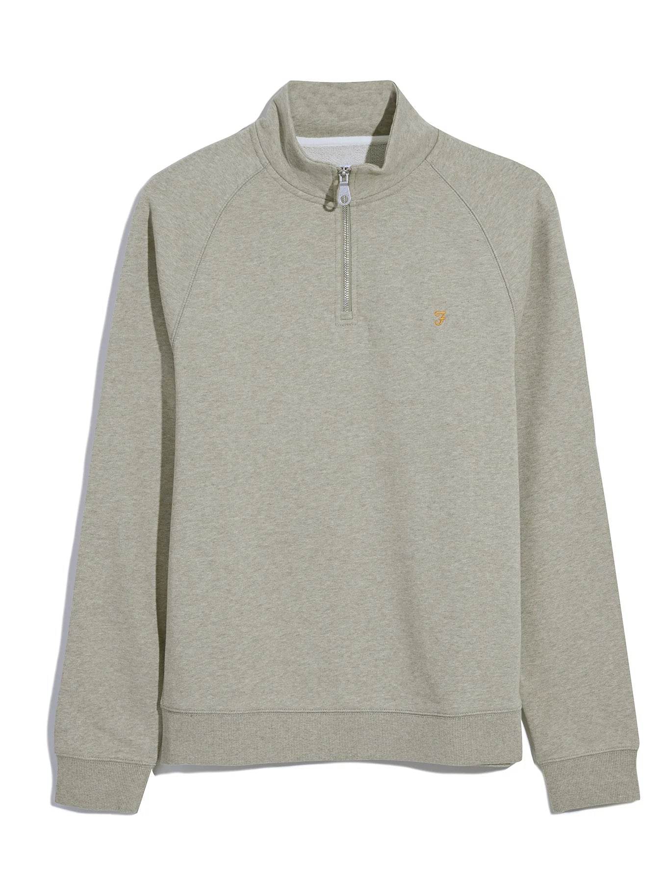 Farah Jim Organic Cotton Quarter Zip Sweatshirt - Hazelnut Marl F4ksb073-224-5