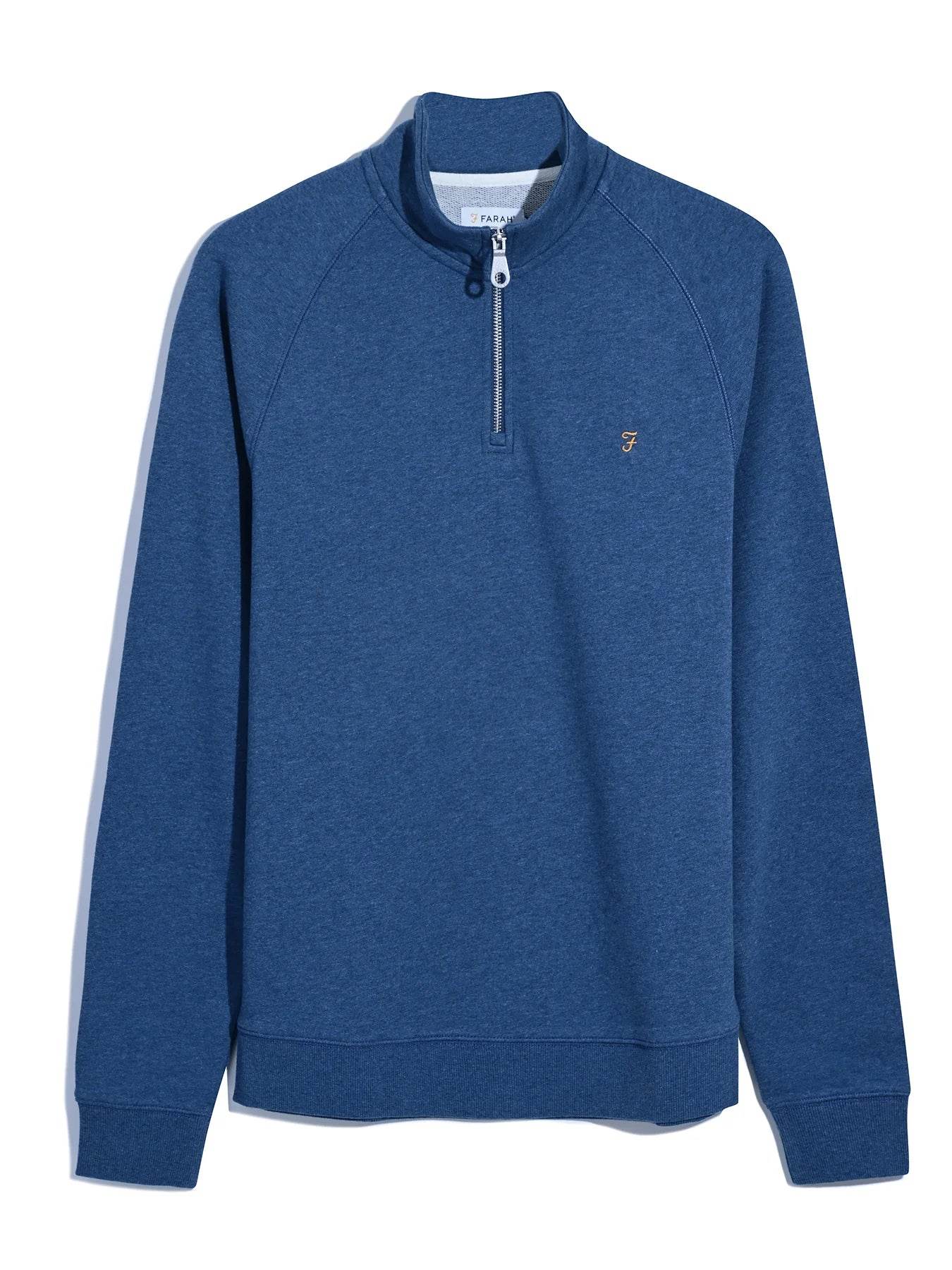 Farah Jim Organic Cotton Quarter Zip Sweatshirt - Cold Metal Marl F4ksb073-455-5