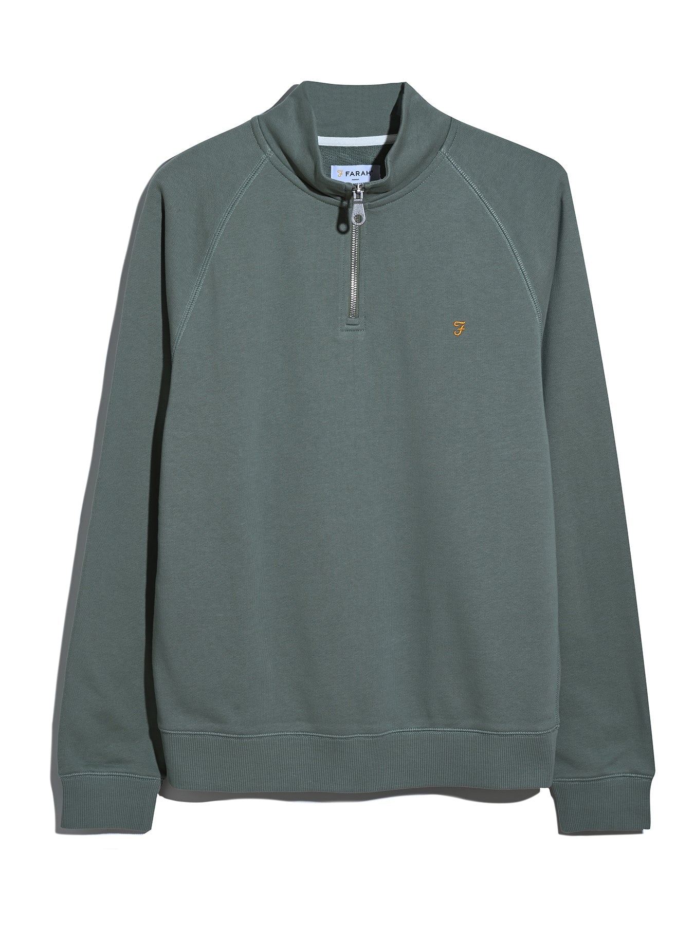 Farah Jim Organic Cotton Quarter Zip Sweatshirt - Tarragon Green F4ksb0733185