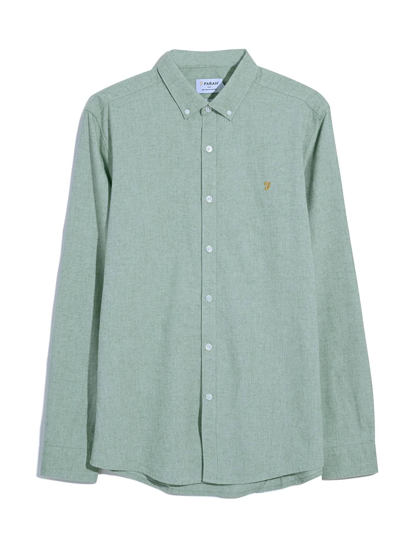 Farah Steen Slim Fit Brushed Organic Cotton Shirt - Green Meadow Marl F4wbb006-362-5
