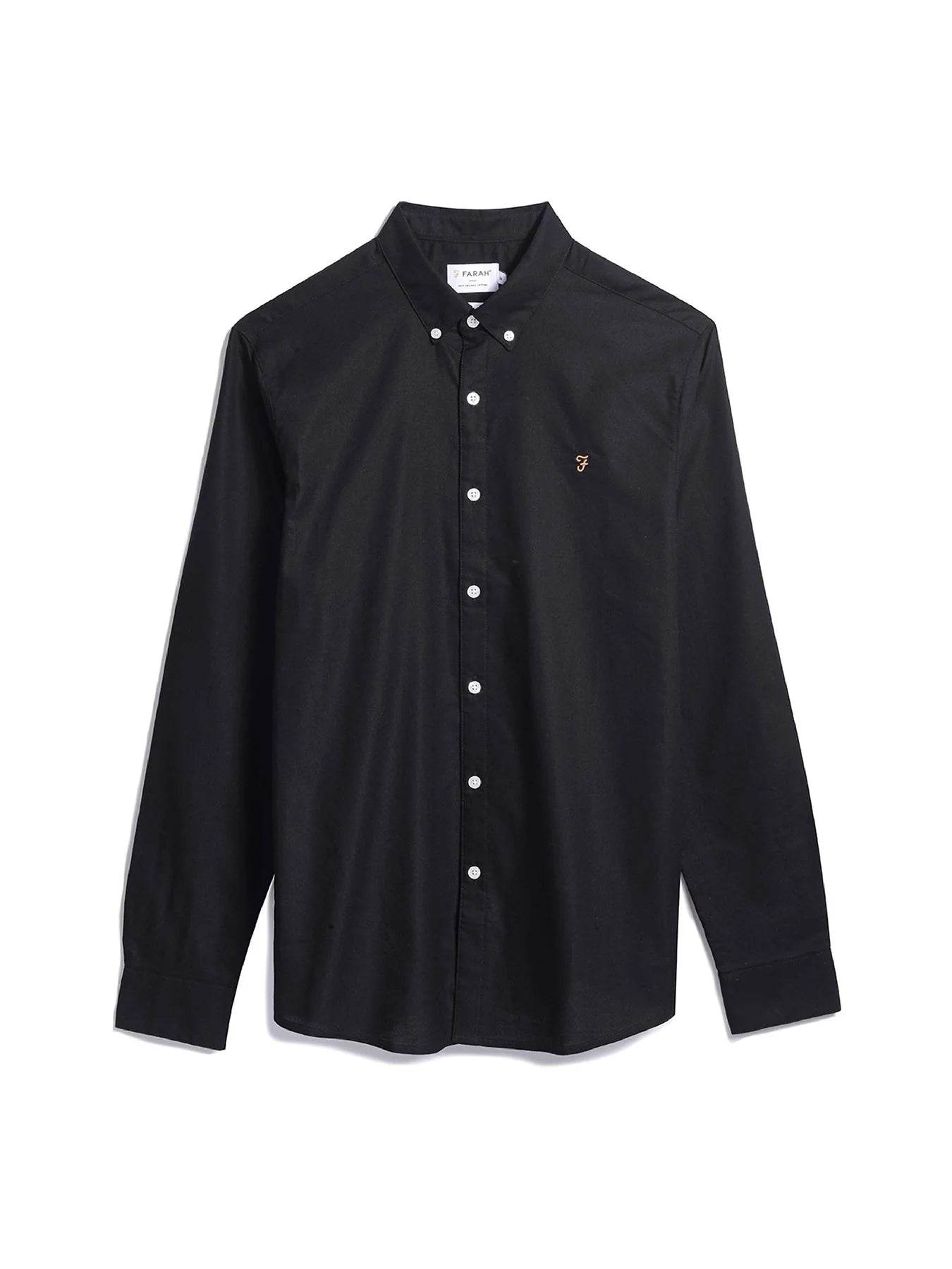 Farah Brewer Slim Fit Organic Cotton Oxford Shirt - Black F4wsb060-010-5