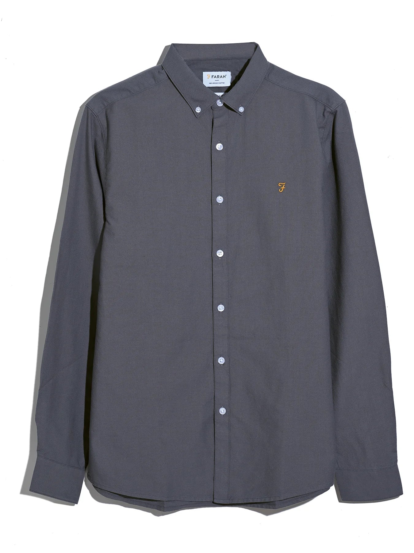 Farah Brewer Slim Fit Organic Cotton Oxford Shirt - Grey Shade F4wsb0600265