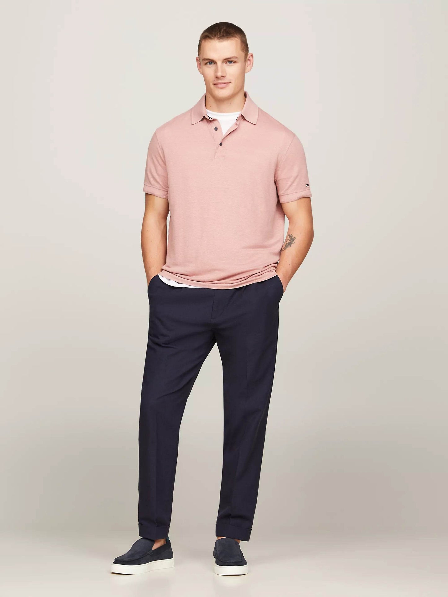 Tommy Hilfiger Suede Debossed Logo Loafer Trainers - Desert Sky FM0FM04985_DW5_alternate7_ay