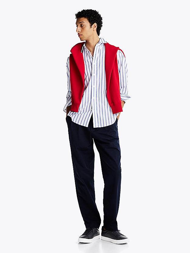 Tommy Hilfiger Flag Embroidery Leather Court Trainers - Desert Sky FM0FM05317_DW5_alternate7