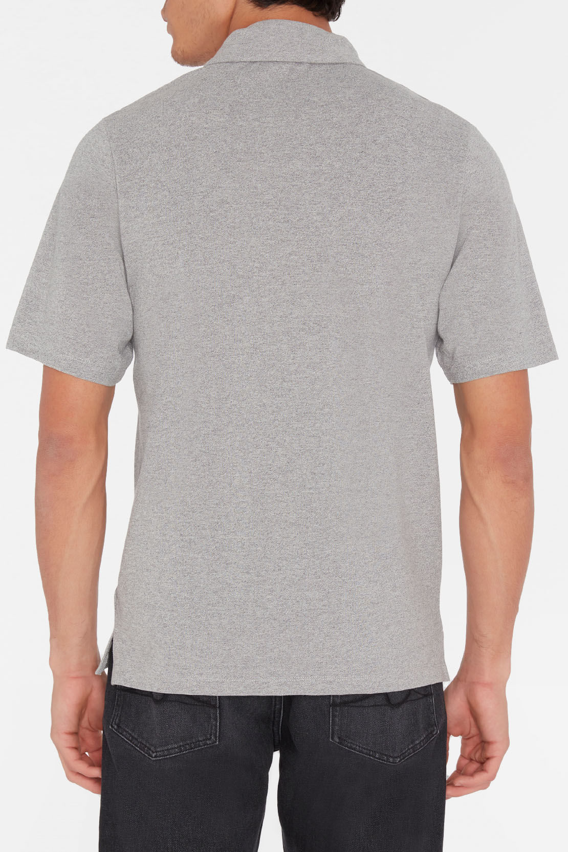 7 For All Mankind Piqué Polo Shirt - Grey Melange JSMM3400PG_FW22_front