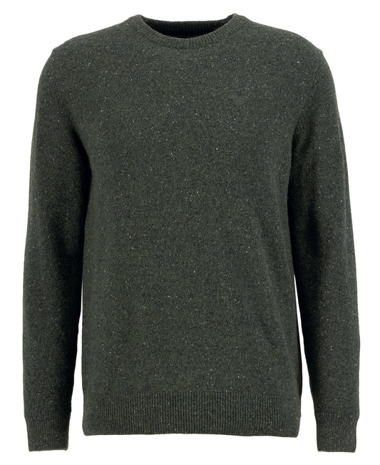 Barbour Essential Tisbury Crew Neck Jumper in Forest - flat