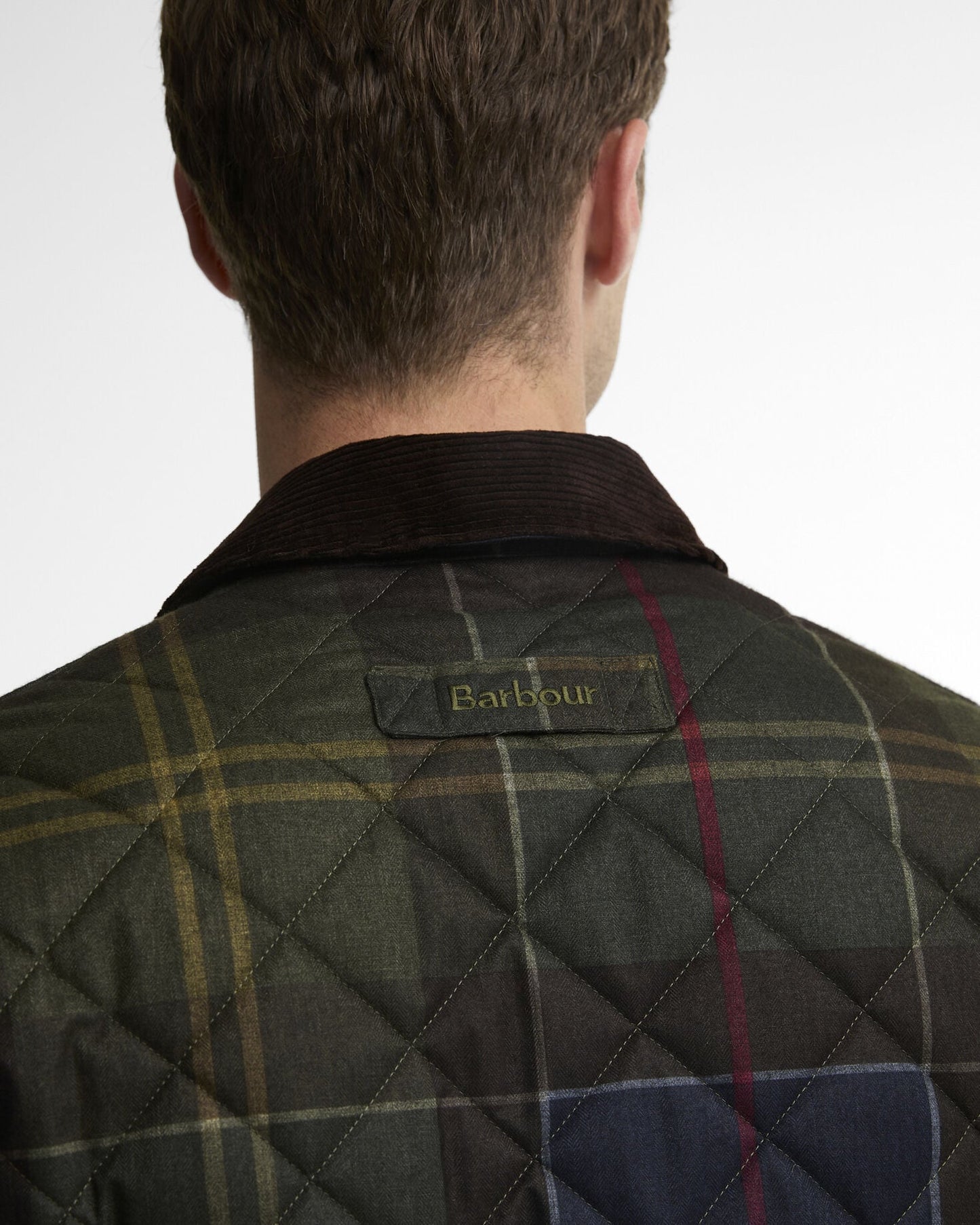 Barbour Icons Tartan Heritage Liddesdale Quilted Jacket in Tartan Green - fabric detail