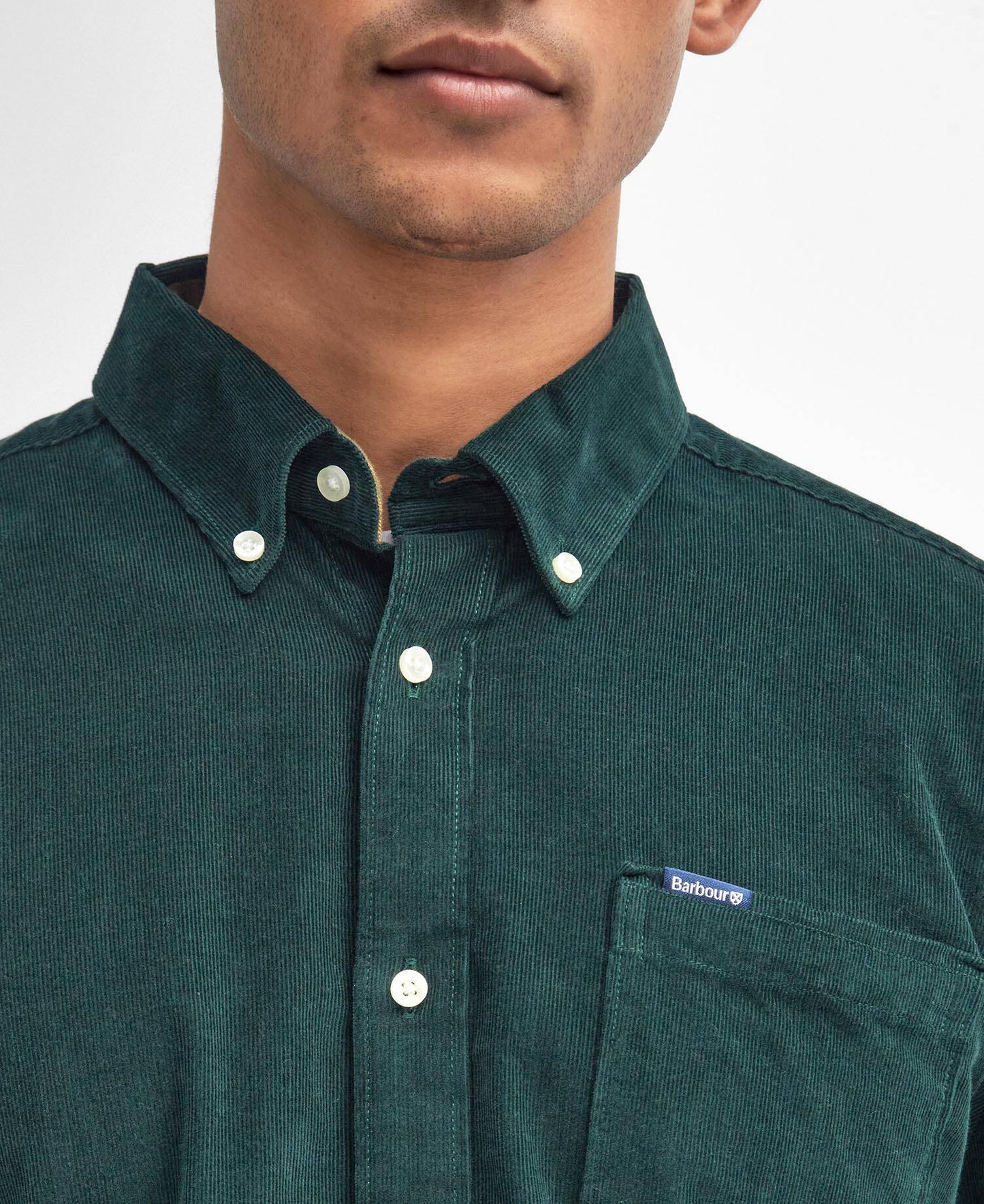 Barbour Ramsey Tailored Long-Sleeved Shirt - Seaweed MSH5001GN73_05detailb