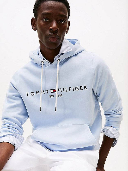 Tommy Hilfiger Logo Embroidery Drawstring Hoody - Light Blue Contrast MW0MW11599_C1O_alternate1_ff39cbea-4ba2-4167-b22a-5c86177b03e6
