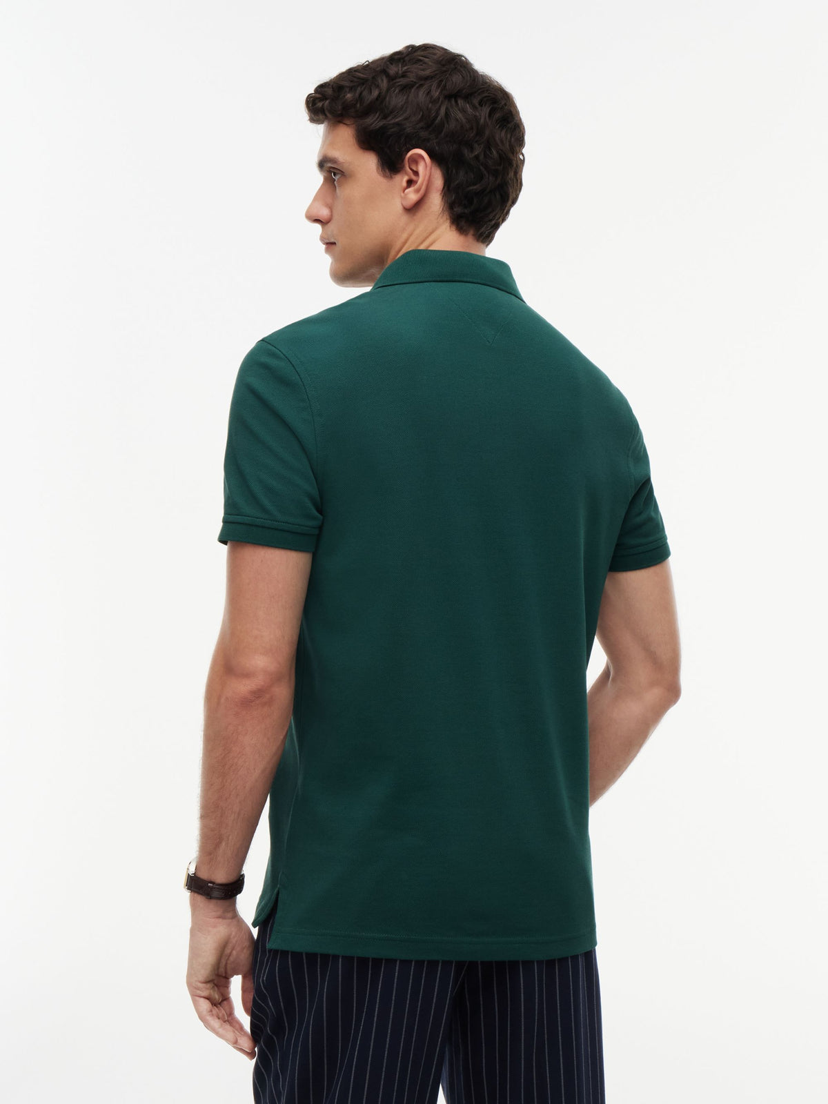 Tommy Hilfiger 1985 Regular Fit Pique Polo - Ornamental Green MW0MW17770_L6K_alternate4_ay