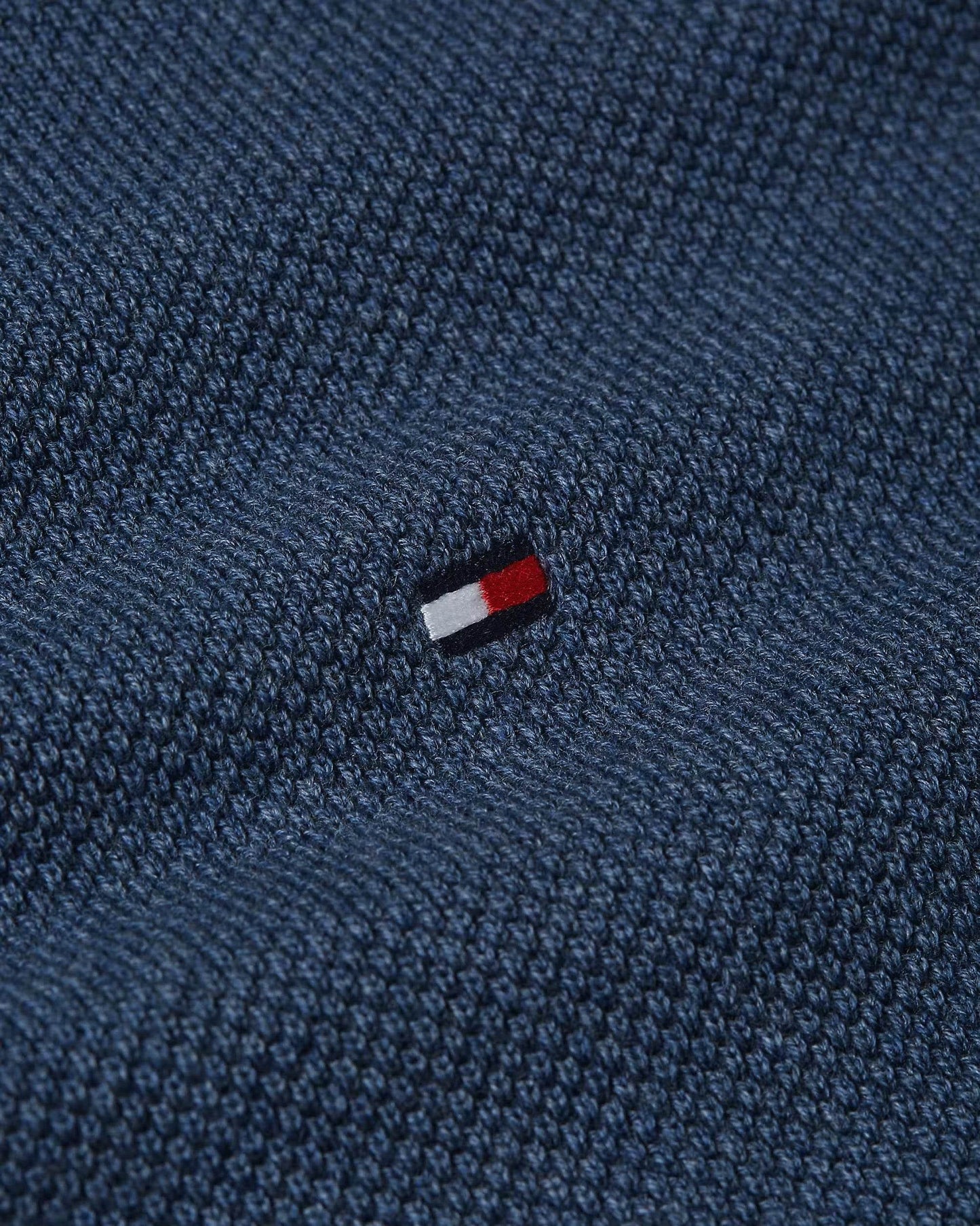 Tommy Hilfiger Flag Embroidery Textured Jumper - Aegean sea heather MW0MW36347DVI_D_C5401