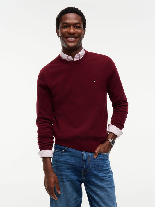Tommy Hilfiger Essential Structure Crew Neck Jumper - Burgundy MW0MW36347_VLP_alternate1_ay