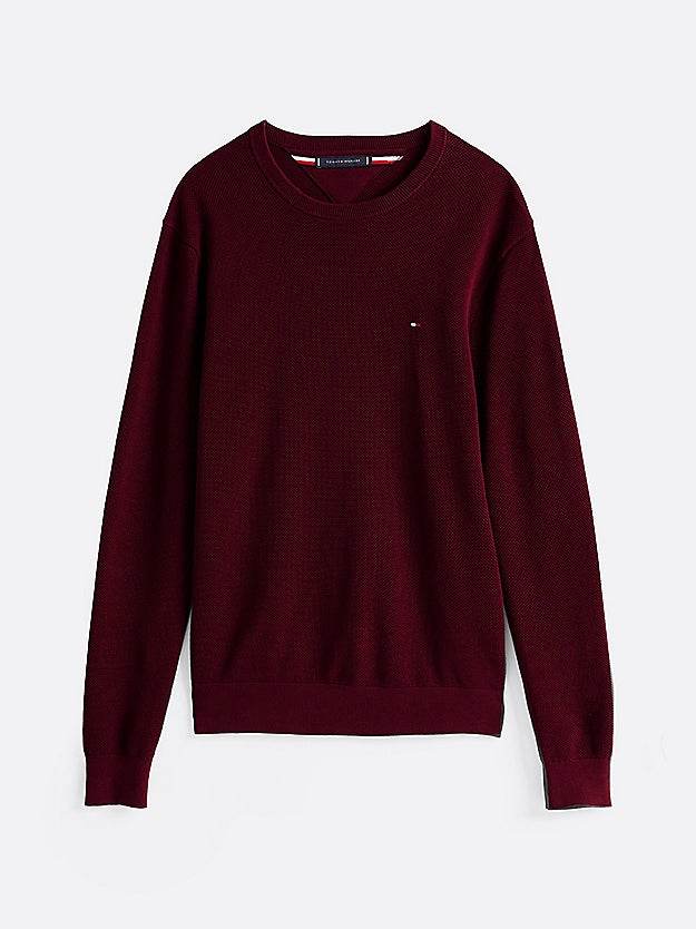 Tommy Hilfiger Flag Embroidery Textured Jumper - Deep Rouge MW0MW36347_VLP_alternate4