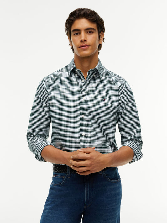 Tommy Hilfiger Regular Fit Gingham Check Oxford Shirt - Hunter Green Check MW0MW36395_0N2_alternate1_ay