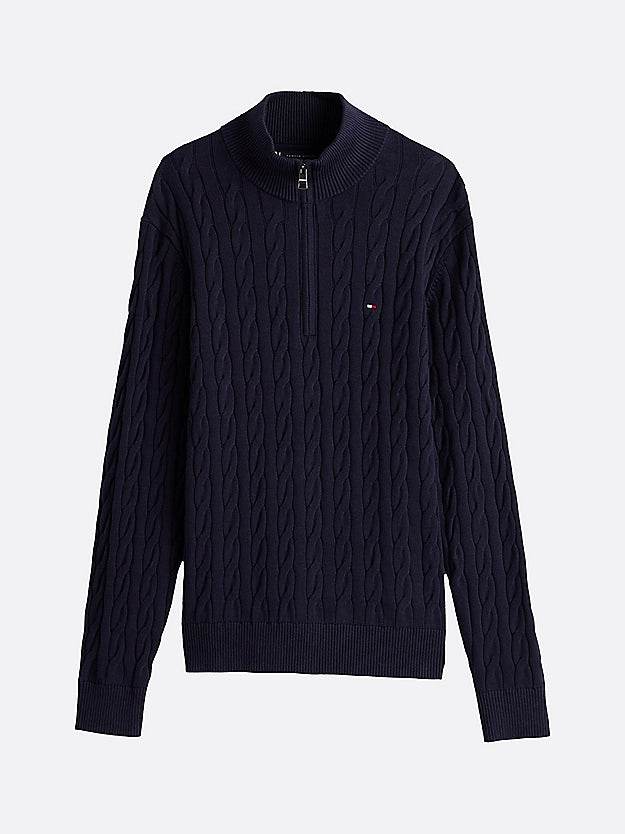 Tommy Hilfiger Cable Knit Half-zip Jumper - Desert Sky MW0MW36532_DW5_alternate4