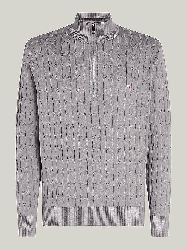 Tommy Hilfiger Cable Knit Half-zip Jumper - Medium Grey Heather MW0MW36532_P91_alternate4