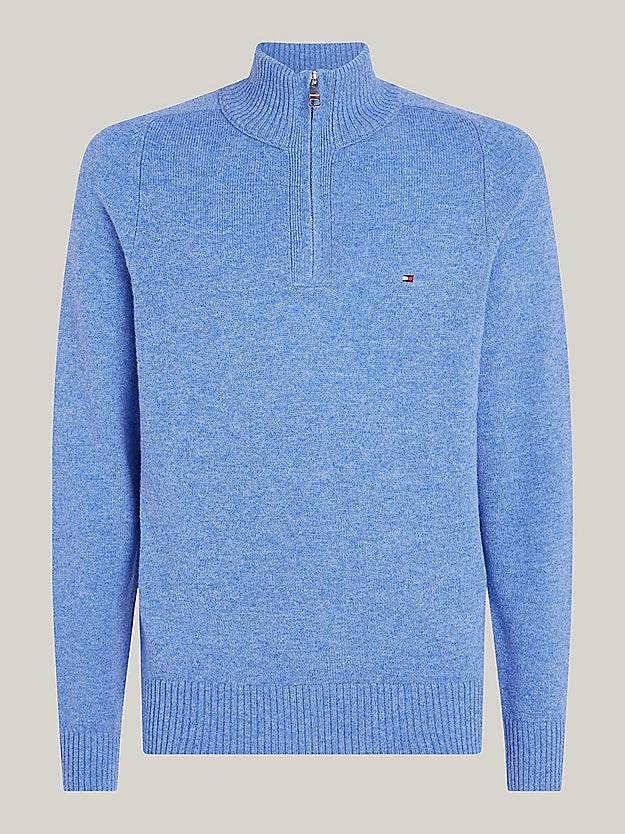 Tommy Hilfiger Wool Mock Turtleneck Half-Zip Jumper -Blue Spell Heather MW0MW36536_DVW_alternate4