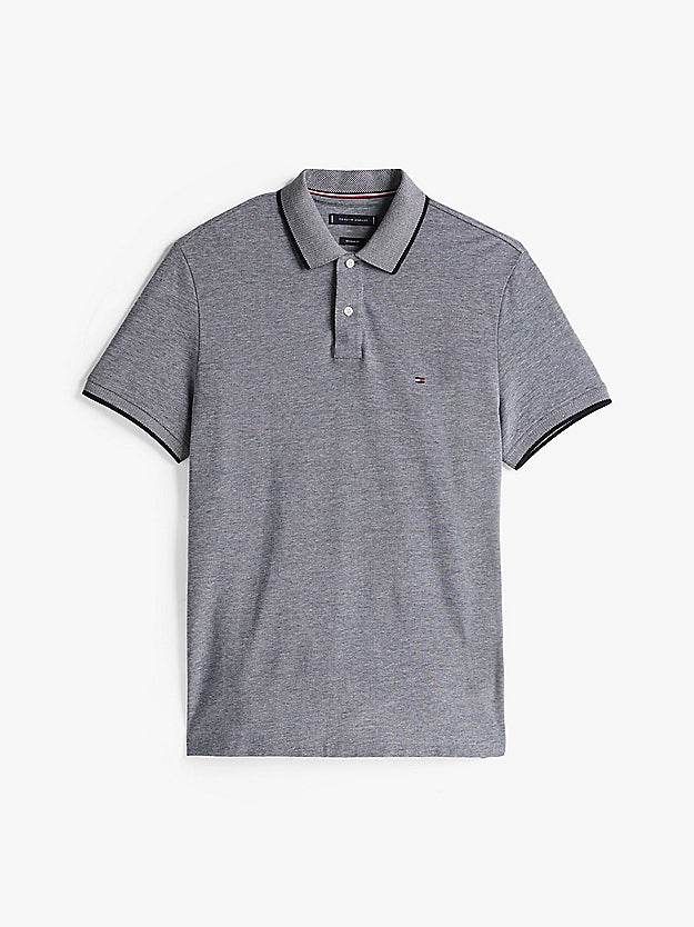 Tommy Hilfiger Regular Fit Tipped Oxford Polo Shirt - Desert Sky MW0MW38470_DW5_alternate4