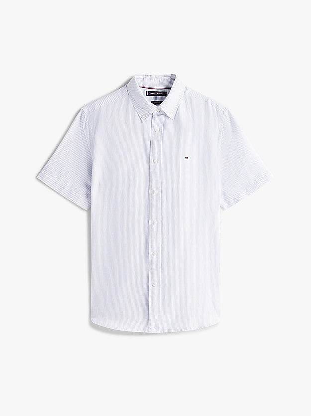 Tommy Hilfiger Stripe Linen Blend Short Sleeve Shirt - Breezy Blue MW0MW39155_0A5_alternate4