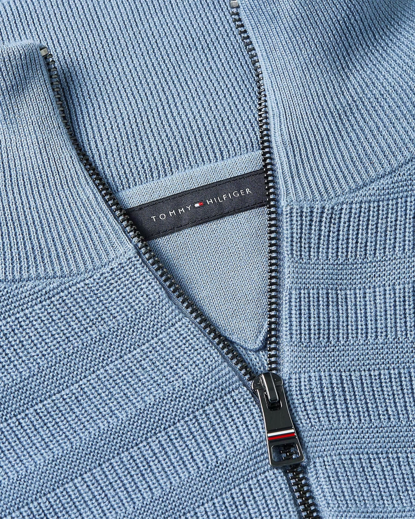 Tommy Hilfiger Stripe Structure Zip Mock - Brisk Blue MW0MW39536C2B_D2_C5201