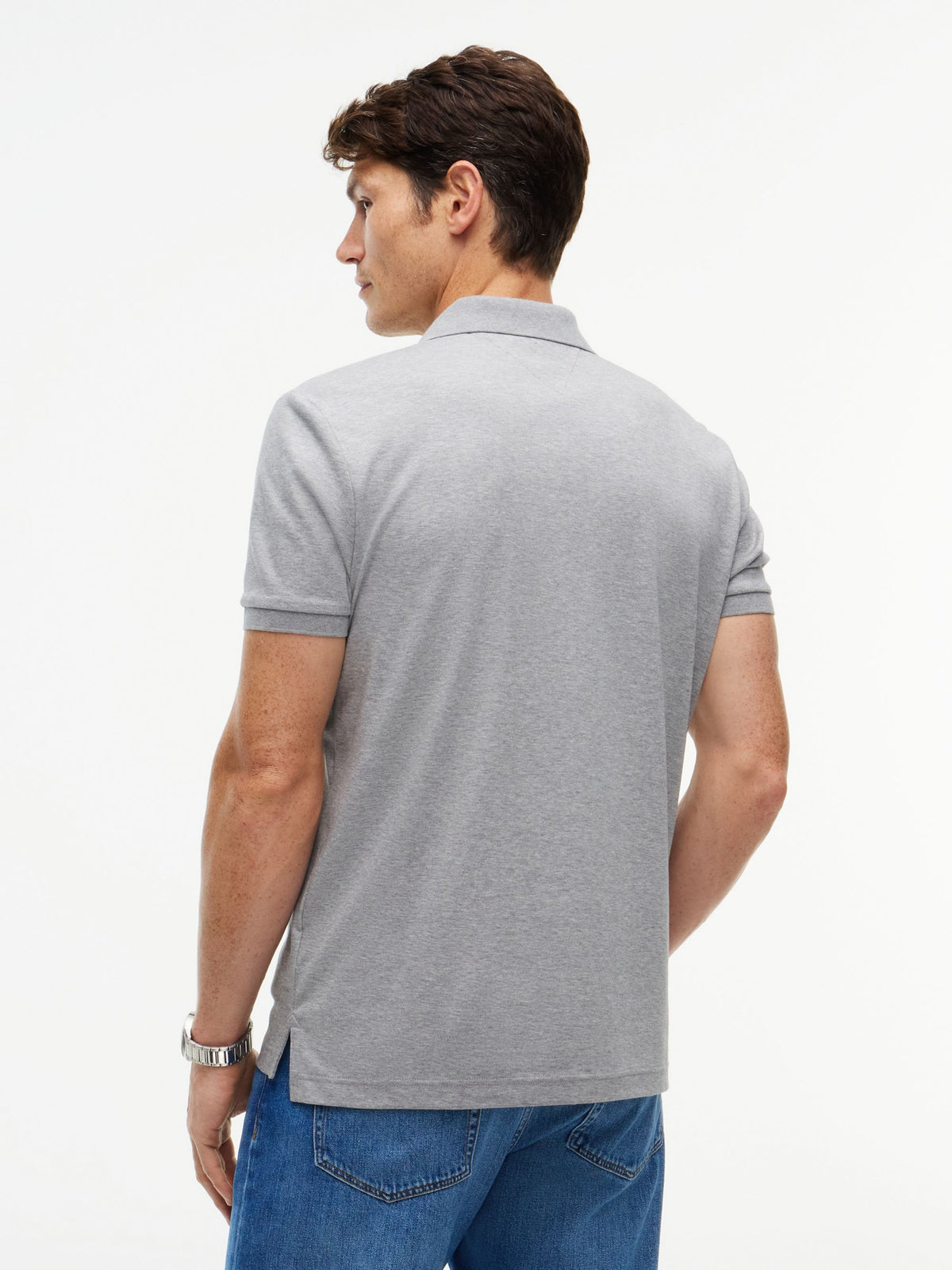 Tommy Hilfiger Regular Fit Fluid Cotton Polo - Medium Grey Heather MW0MW39994_P91_alternate4_ay