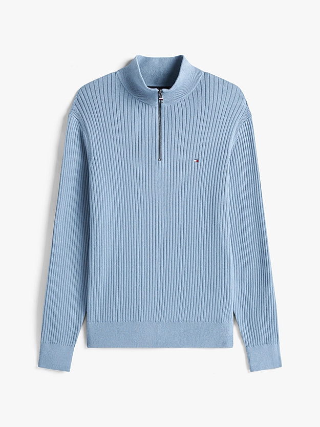 Tommy Hilfiger Quarter-Zip Jumper With Cashmere - Brisk Blue MW0MW40448_C2B_alternate4