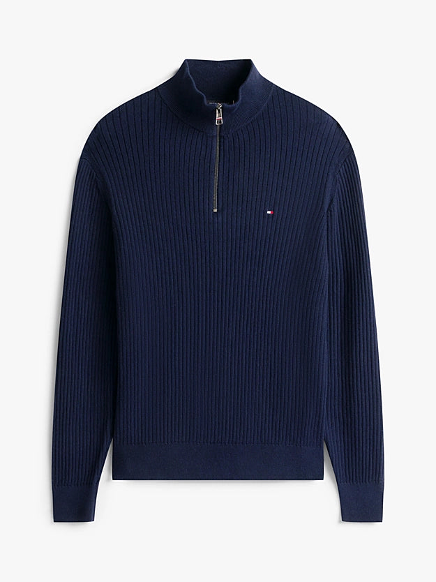 Tommy Hilfiger Quarter-Zip Jumper With Cashmere - Navy Blue MW0MW40448_DW5_alternate4