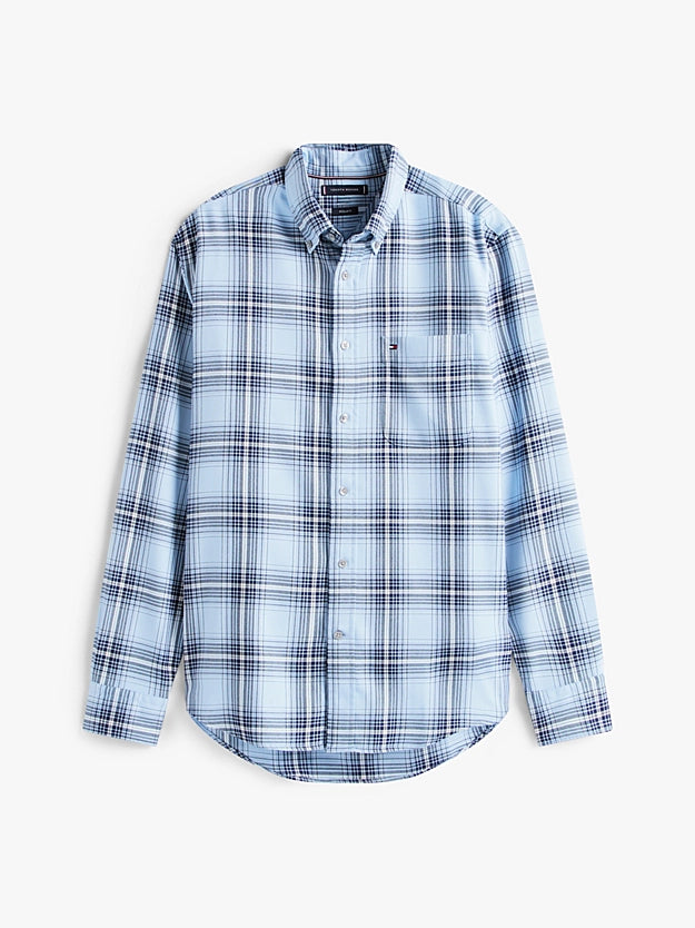 Tommy Hilfiger Regular Fit Check Twill Shirt - Light Blue Heather MW0MW40510_0MS_alternate4