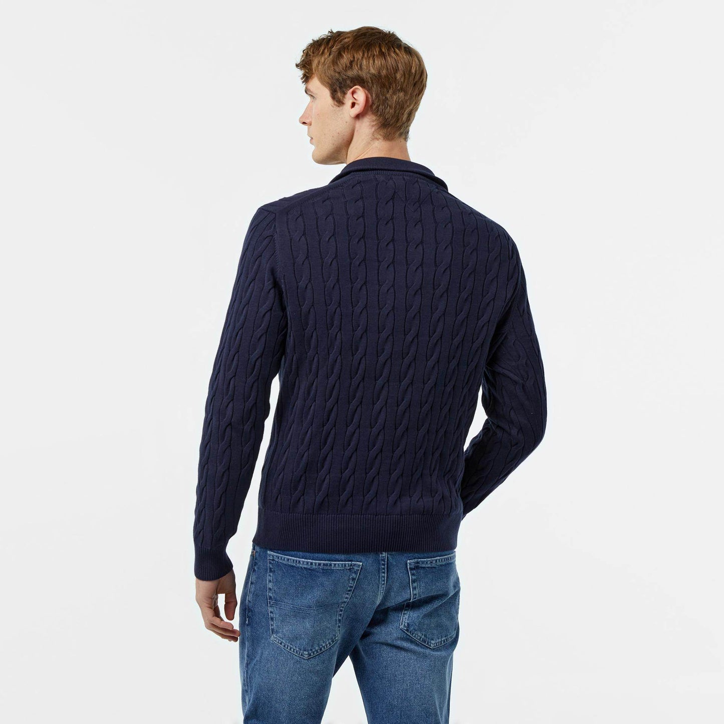 Tommy Hilfiger Classic Cotton Cable Button Mock - Desert Sky Mw0mw37330-dw5-5