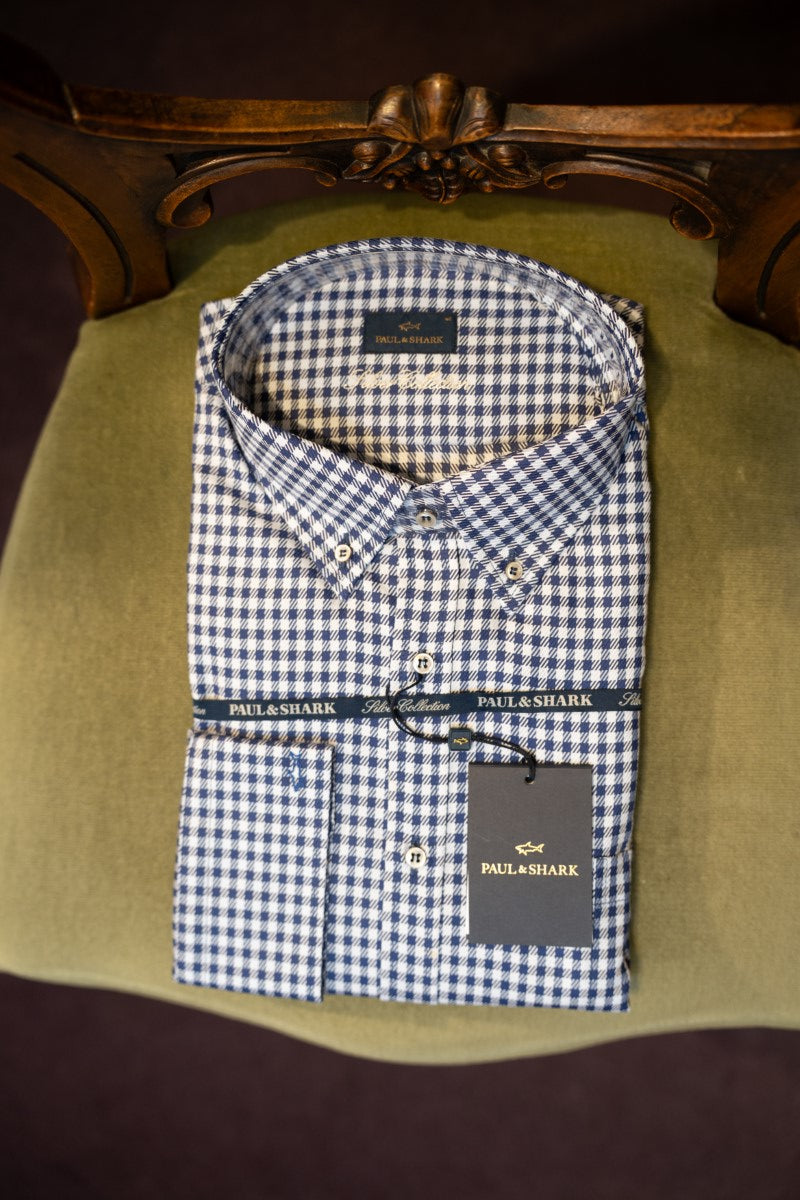 Paul & Shark Long Sleeve Cotton Shirt 14313151 - Blue Check RylesWebsiteProductPhoto-120