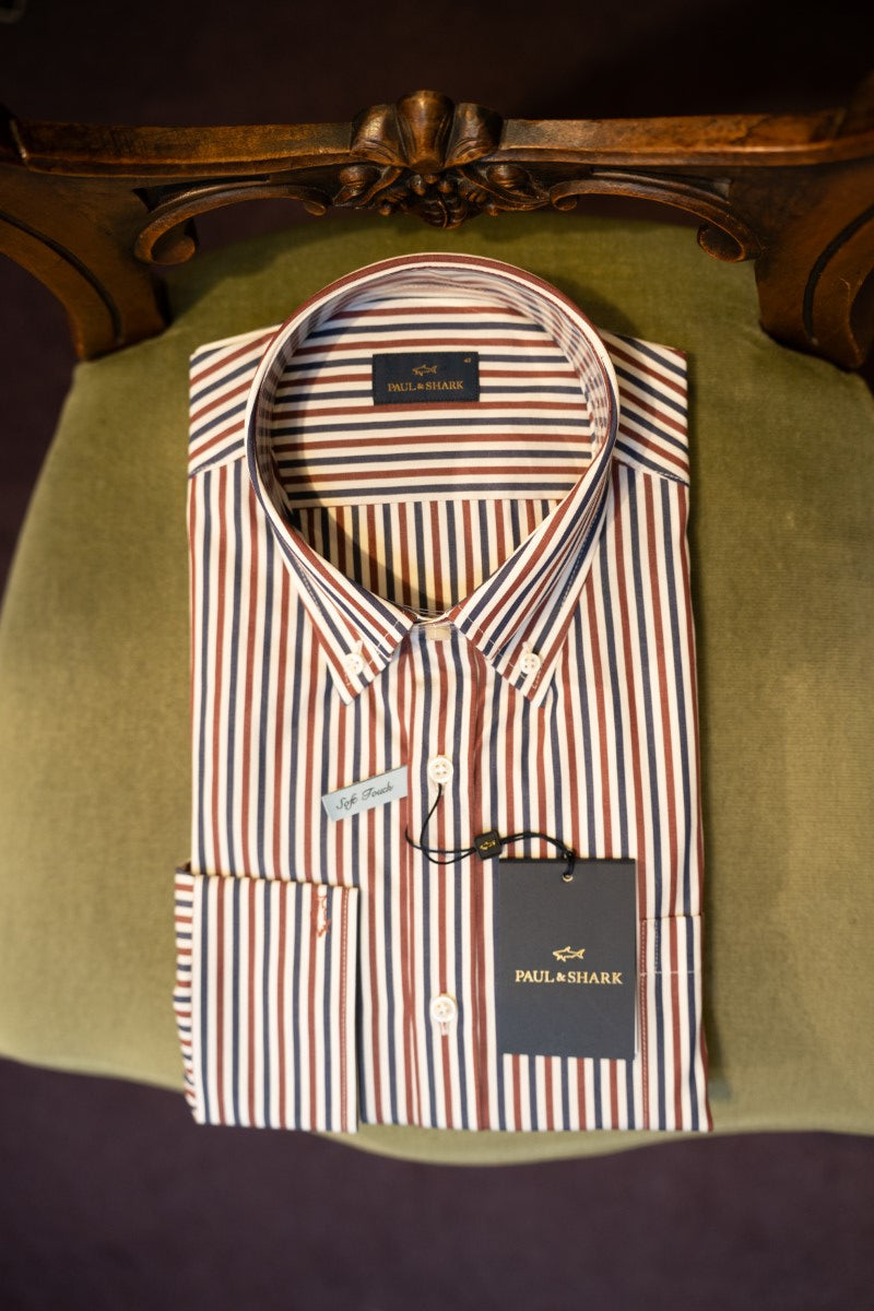 Paul & Shark Long Sleeve Shirt 15313051 -Red/Blue Stripe RylesWebsiteProductPhoto-122