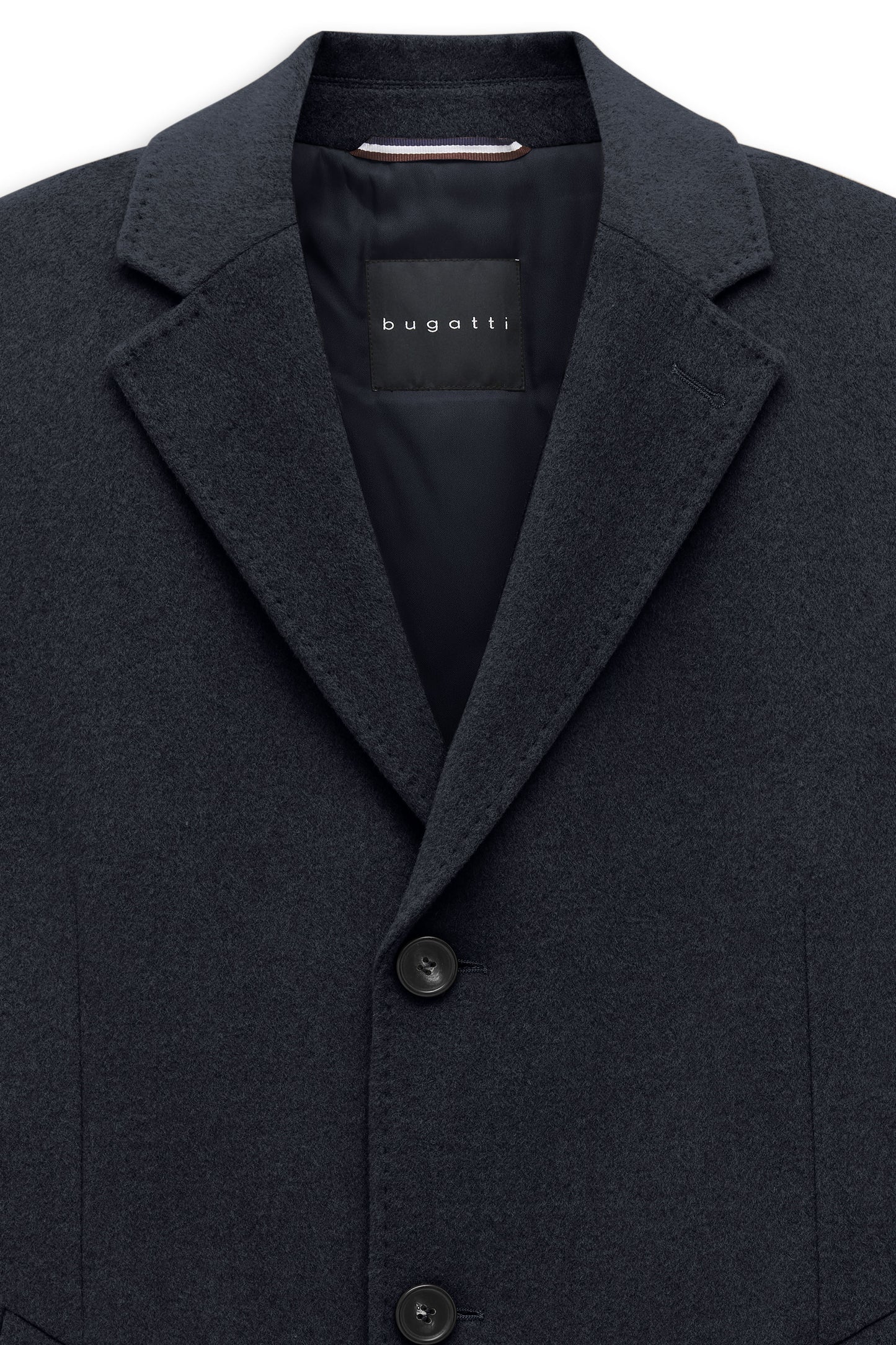 Bugatti navy men's coat, detail view — Ryle Menswear, Tralee