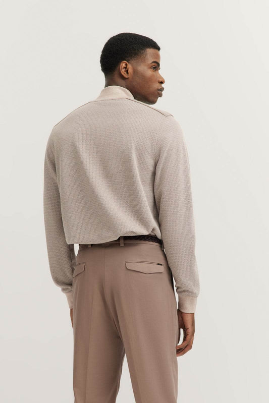 Bugatti Sweat Half-zip Sweater 8550 75141C - Taupe bug_8550_75141C_60_model-b