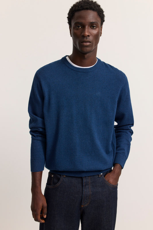 Bugatti 7400 Cotton Crew Neck Jumper - Navy bugatti-7400-25529f-370-model-f