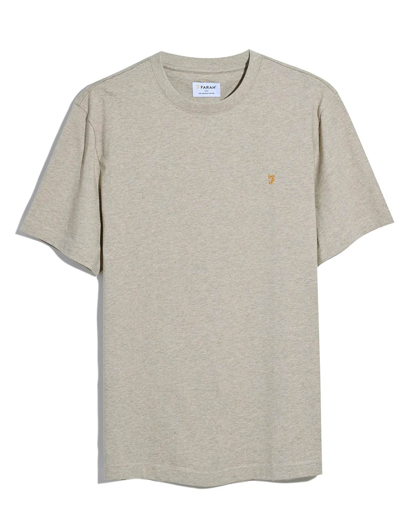 Farah Danny Regular Fit Organic Cotton T-Shirt - Hazelnut Marl f4kfd040-224-5