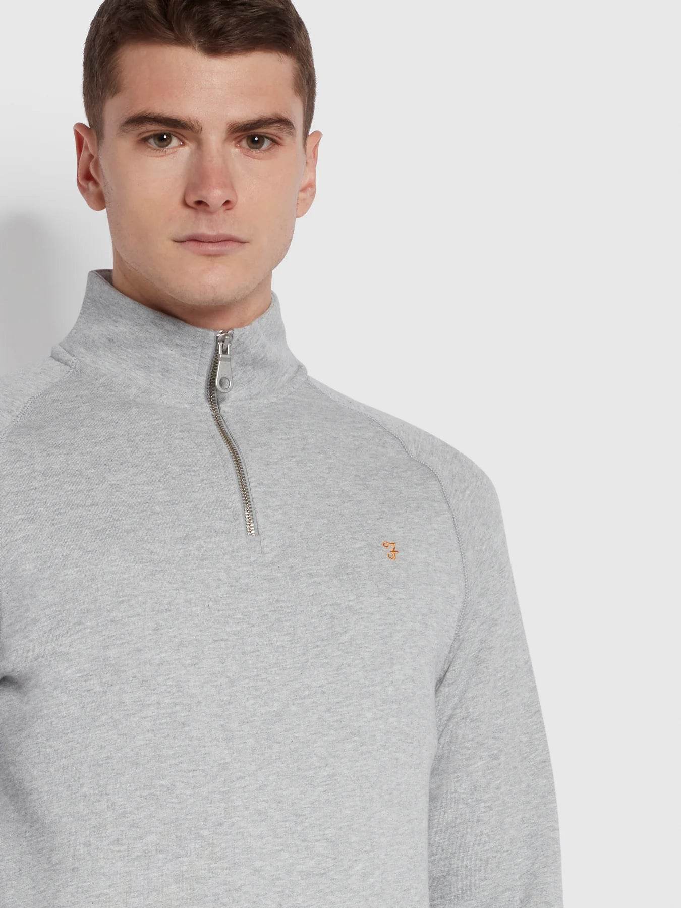 Farah Jim Organic Cotton Quarter Zip Sweatshirt - Light Grey Marl f4ksb073_042_alt3_1800x1800_dd92456b-d491-4977-8b04-9de45320ca99