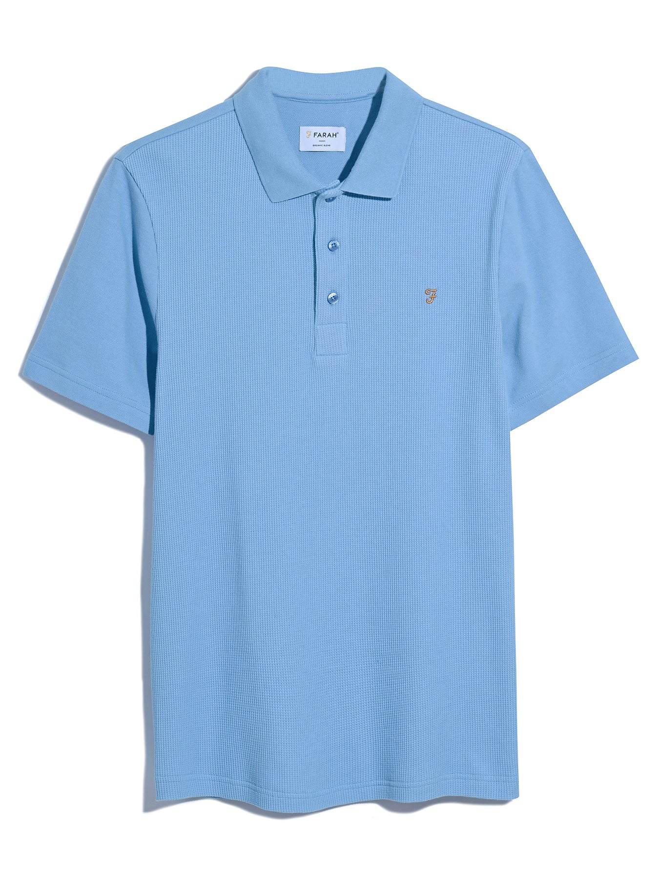 Farah Forster Textured Polo Shirt - Powder Blue f4ksc017-456-5_0d301214-0d0c-48c1-9707-d9fb91ec1e7a
