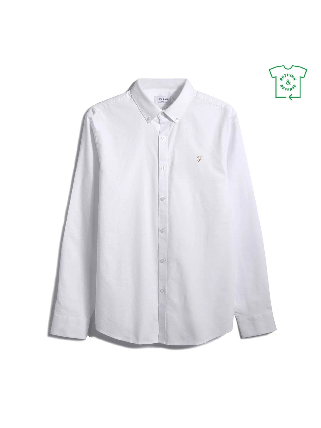Farah Brewer Slim Fit Organic Cotton Oxford Shirt - White f4wsb060_104-5