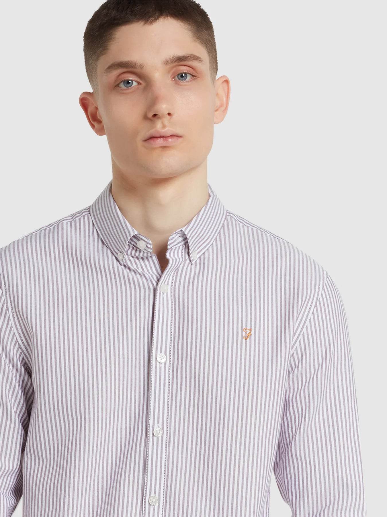 Farah Brewer Slim Fit Striped Organic Cotton Oxford Shirt - Bordeaux f4wsb070_507_alt4_1800x1800_7dfed968-5ea1-4686-90b5-d72bee4ae92b