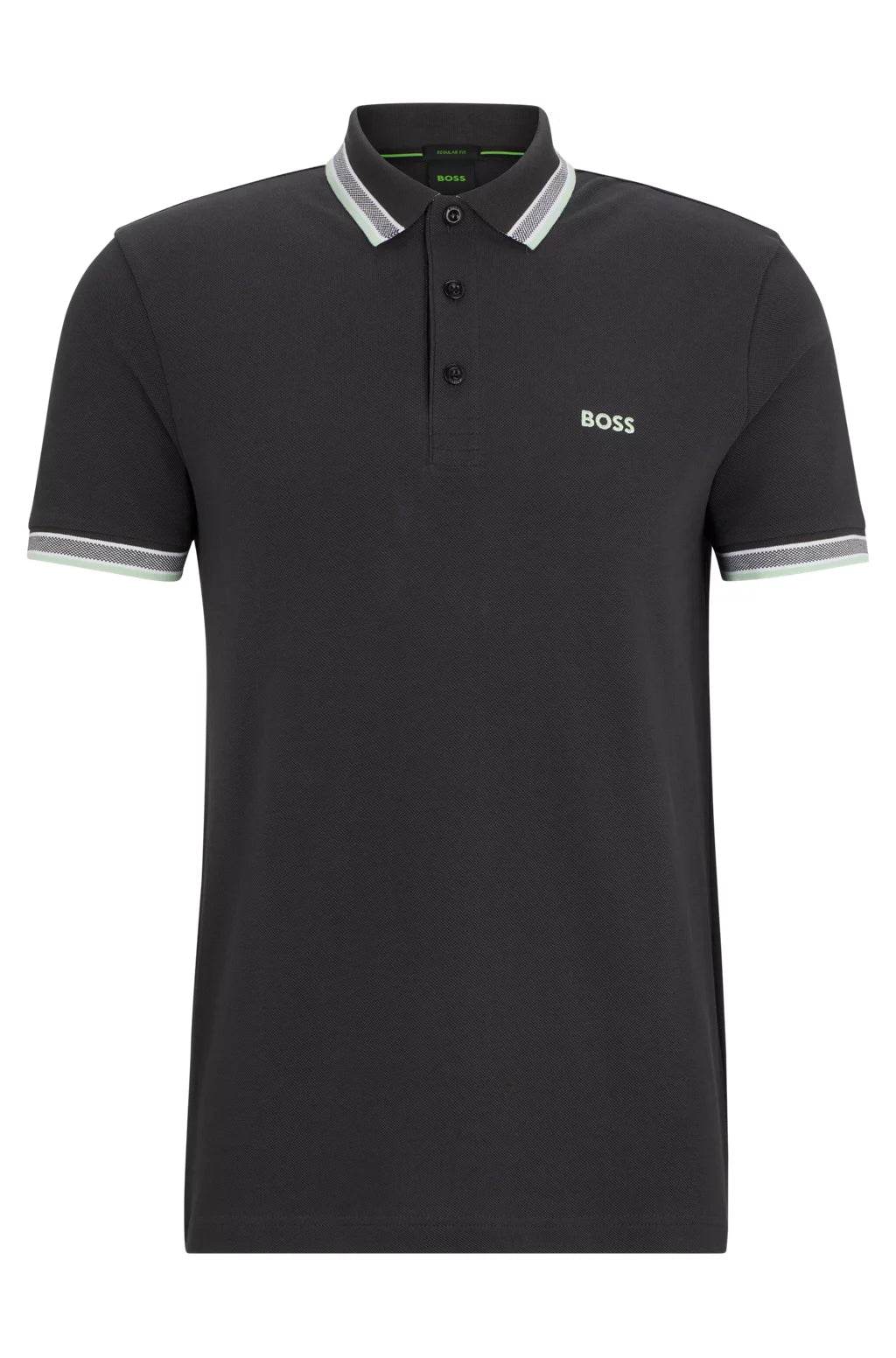 Hugo Boss Cotton-Piqué Polo Shirt With Contrast Logo - Charcoal hbeu50469055_016_100