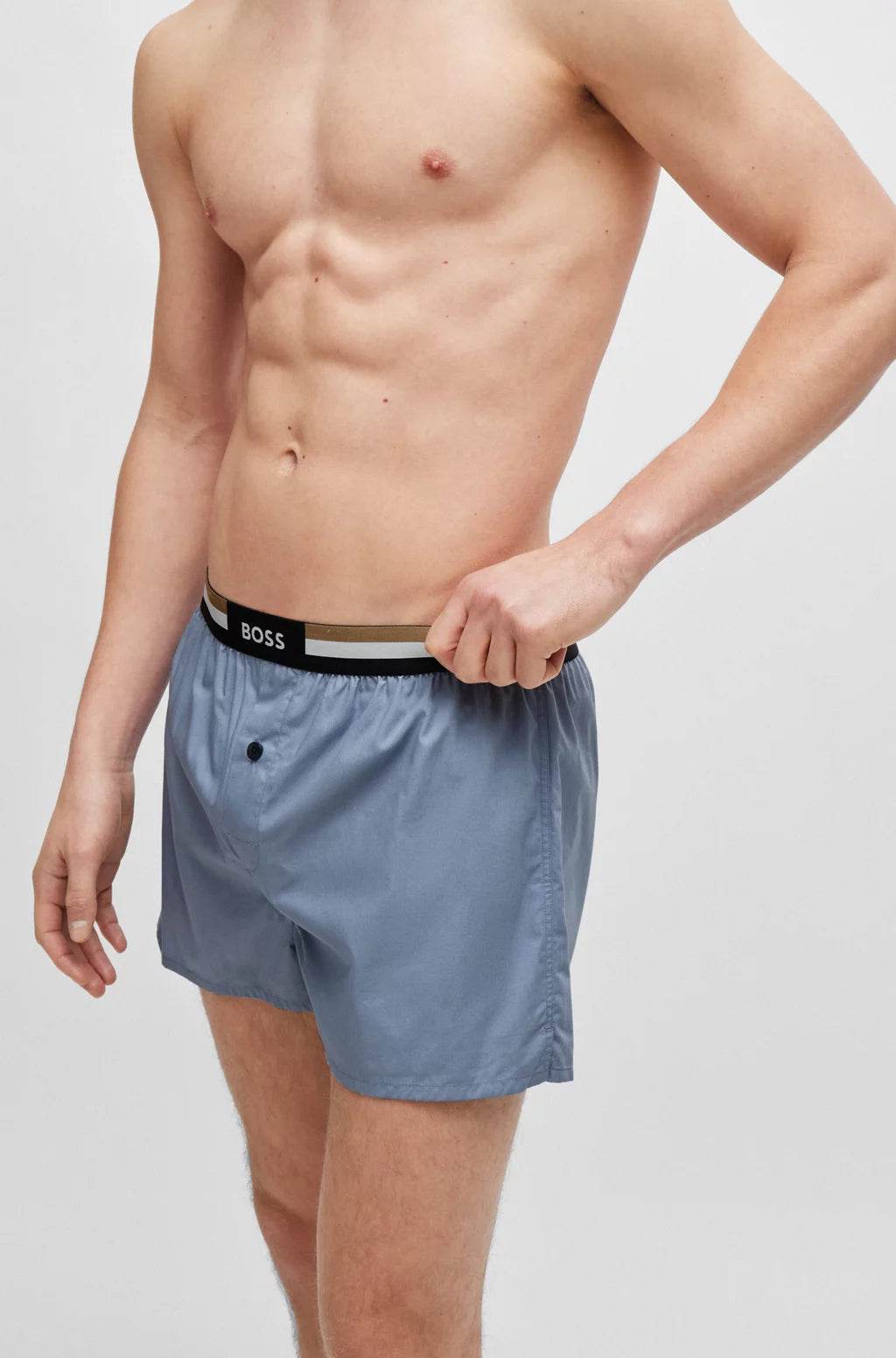Hugo Boss Two-pack of cotton pyjama shorts with signature waistbands - Open Blue hbeu50469762_490_340