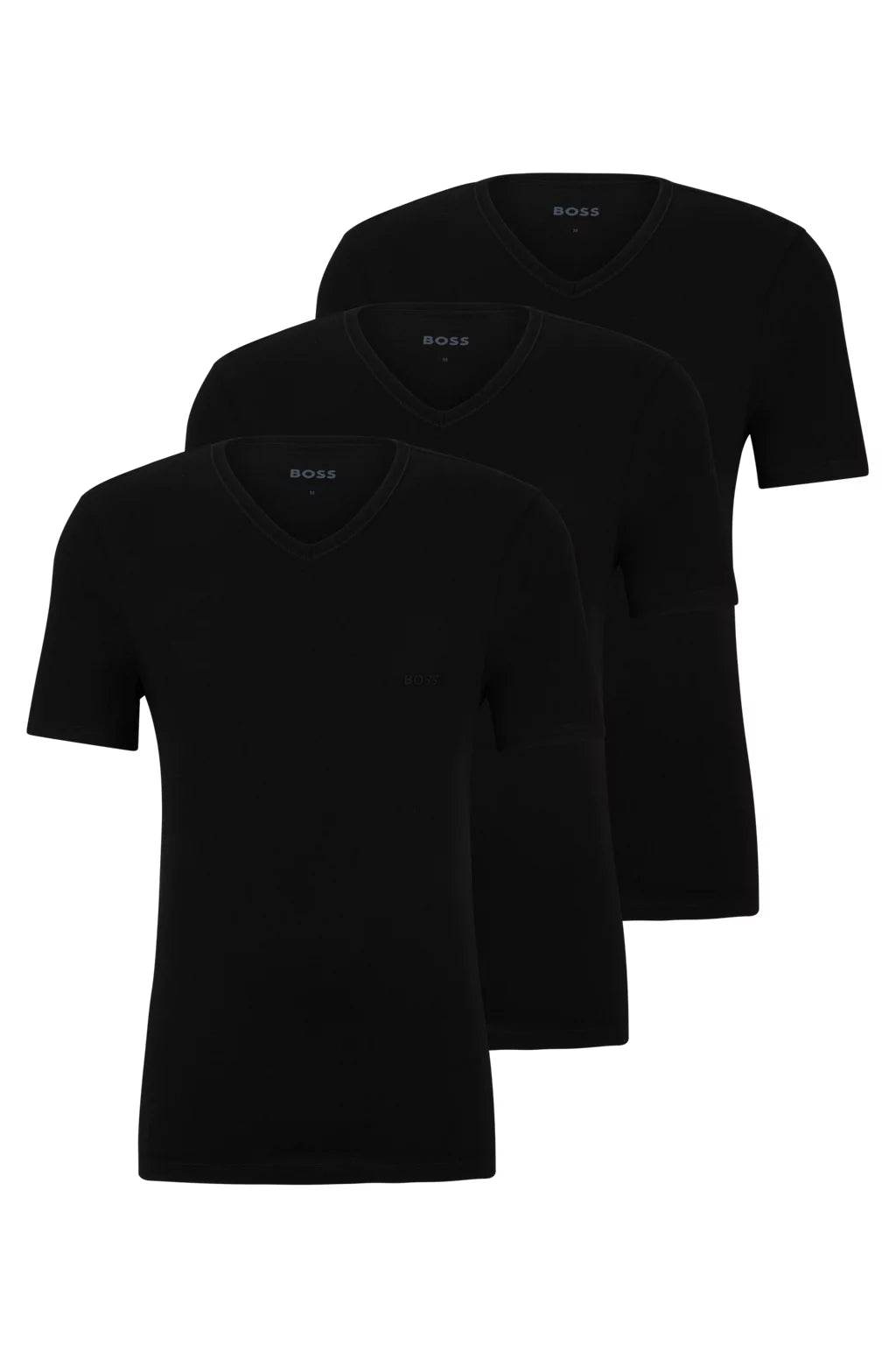 Hugo Boss Three-Pack of V-neck T-shirts in Cotton Jersey - Black hbeu50475285_001_100