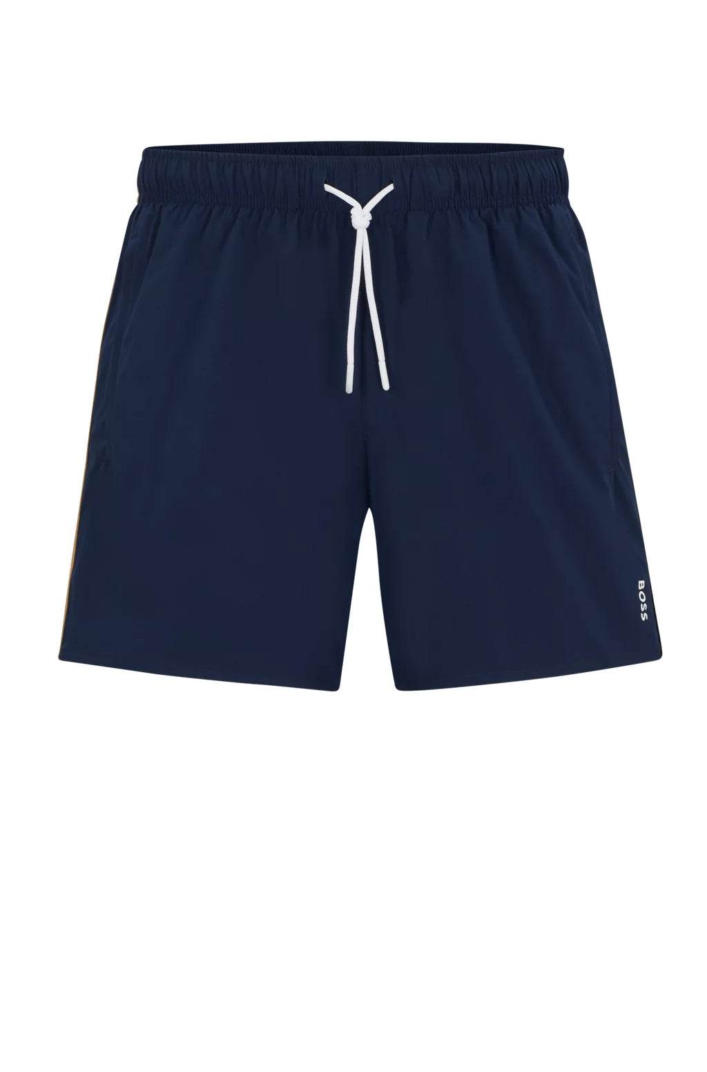 Hugo Boss Swim Shorts With Signature Stripe And Logo - Navy hbeu50491594_413_100