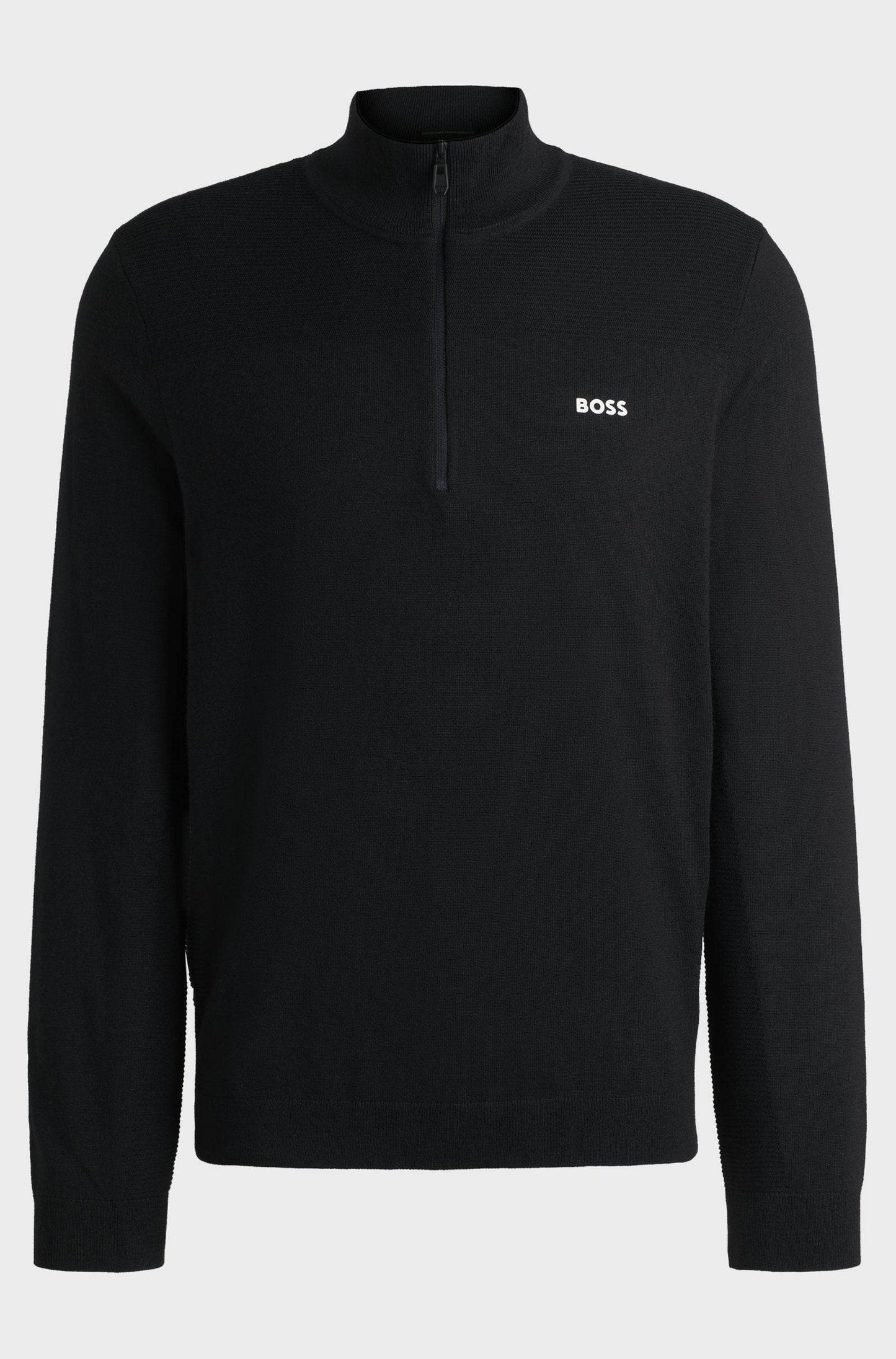Hugo Boss Branded Zip-neck Sweater in Dry-flex Fabric - Dark Blue hbeu50498560_402_100