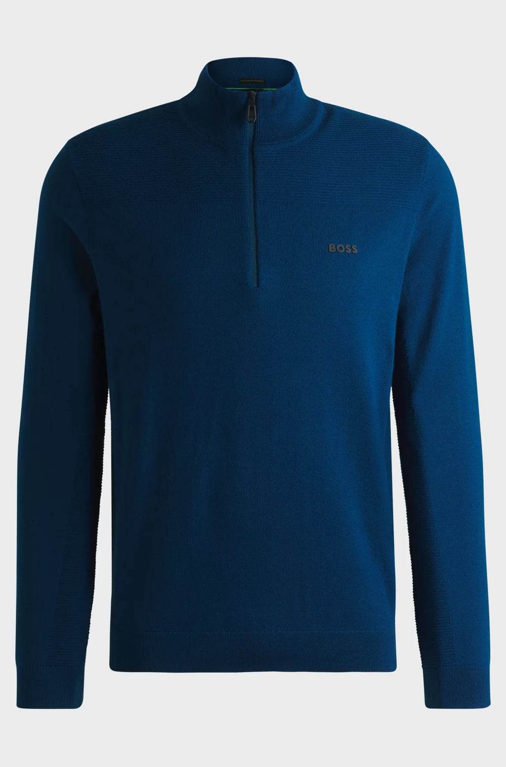 Hugo Boss Branded Zip-neck Sweater in Dry-flex Fabric - Dark Blue hbeu50498560_494_100