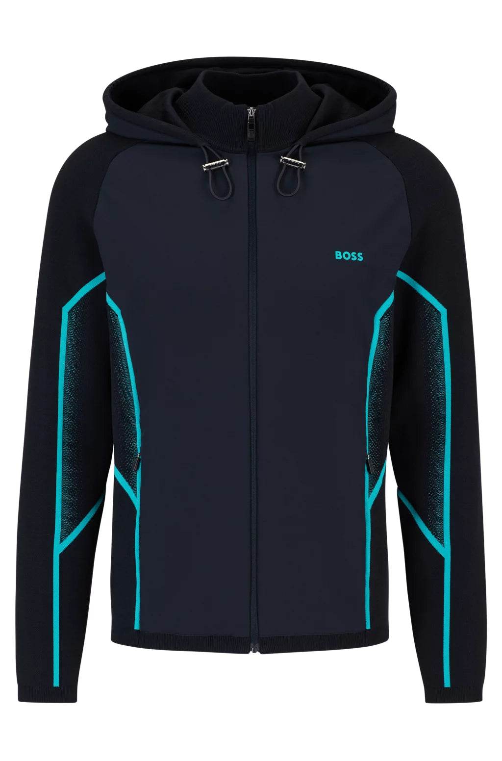 Hugo Boss Regular-FIT Hooded Jacket With Degradé Jacquard - Dark Blue hbeu50504953_402_100