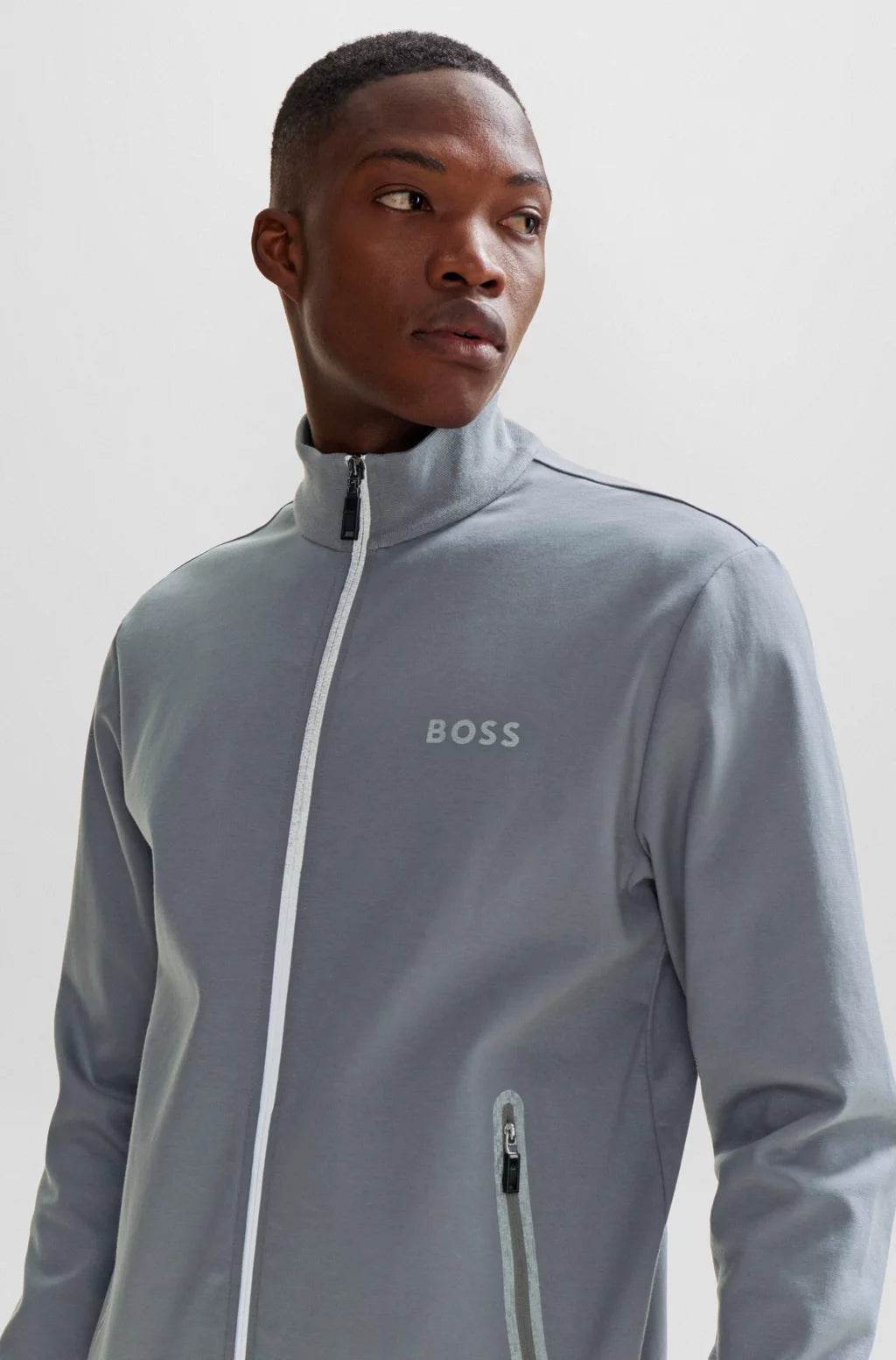 Hugo Boss Cotton Blend Zip Up Sweatshirt With Pixelated Details Medi Ryle Menswear