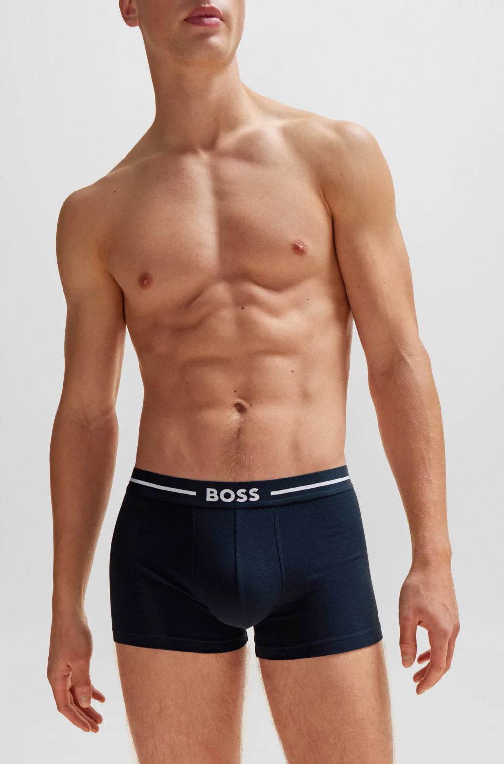 Hugo Boss Three-pack Of Stretch-cotton Trunks With Logo Waistbands - Black Blue hbeu50508878_968_340