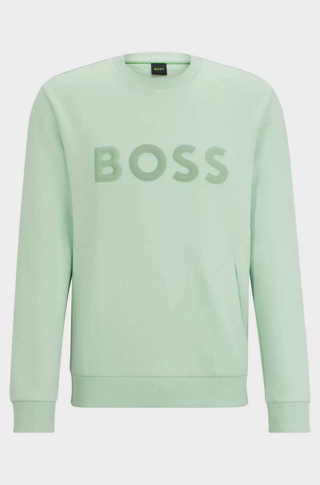Hugo Boss Cotton-blend Sweatshirt With 3d-moulded Logo - Open Green hbeu50510350_388_100